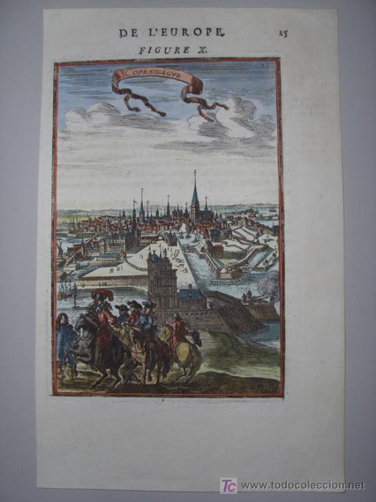 Arte: Vista de Copenhague (Dinamarca) de Mallet, 1719 - Foto 2