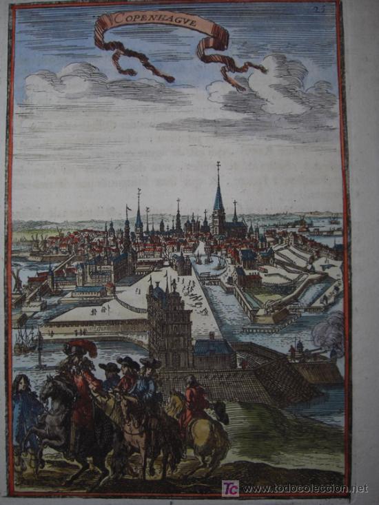 Arte: Vista de Copenhague (Dinamarca) de Mallet, 1719 - Foto 3