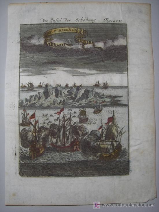 Arte: Isla de Ascensi&oacute;n (&Aacute;frica) de Mallet, 1719 - Foto 2