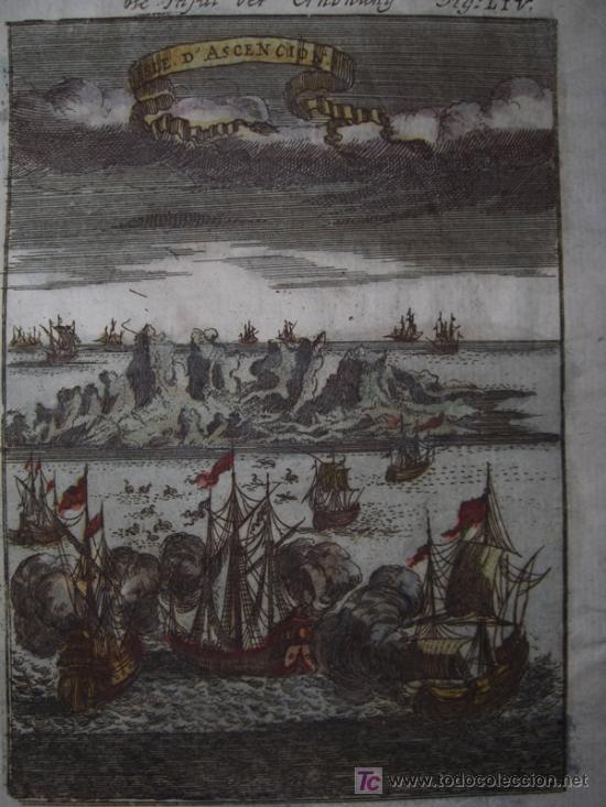 Arte: Isla de Ascensi&oacute;n (&Aacute;frica) de Mallet, 1719 - Foto 3