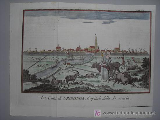 Arte: Vista de Groningen (Holanda) de Albrizzi, 1740 - Foto 2