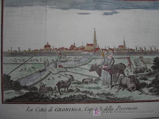 Arte: Vista de Groningen (Holanda) de Albrizzi, 1740 - Foto 3