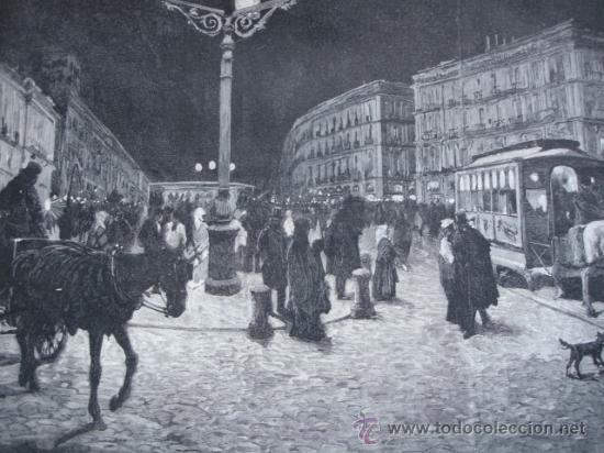 Arte: MADRID.LA PUERTA DEL SOL CON LUZ ELECTRICA - Foto 1