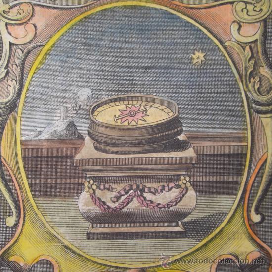Arte: Br&uacute;jula antigua sobre pedestal, 1680 - Foto 1