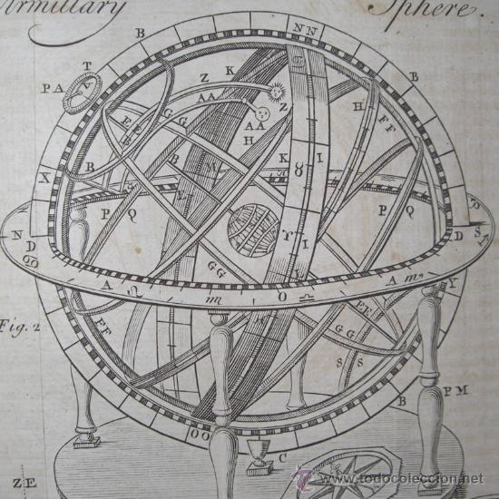 Arte: Grabado Esfera Armilar de Bourgoin, 1757 - Foto 1