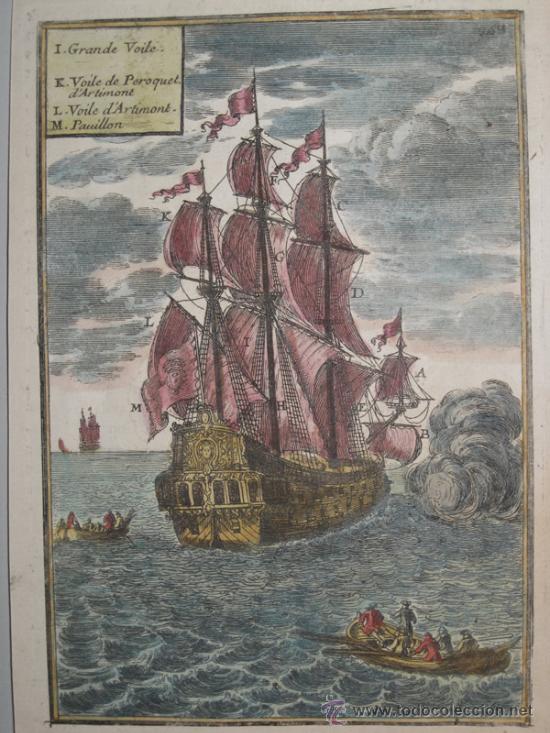 Arte: Grabado Barco de Guerra de Mallet, 1683 - Foto 3