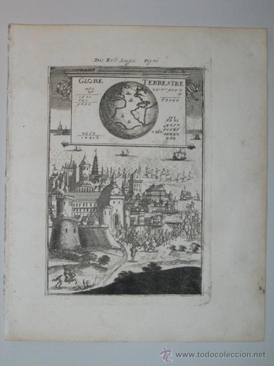 Arte: Globo terraqueo y ciudad de Mallet, 1719 - Foto 2