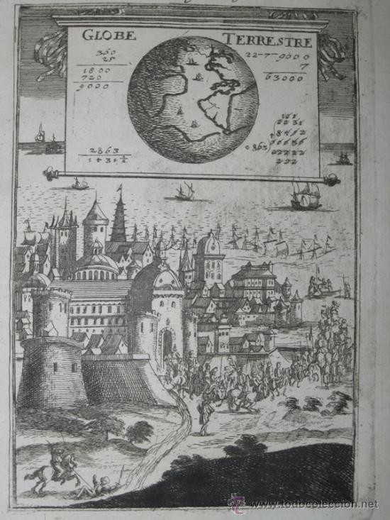 Arte: Globo terraqueo y ciudad de Mallet, 1719 - Foto 3