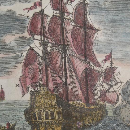 Arte: Grabado Barco de Guerra de Mallet, 1683 - Foto 1