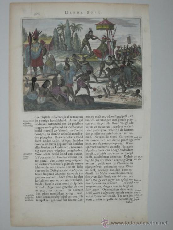 Arte: Ritual ind&iacute;gena en Sudamerica de Montanus, 1671 - Foto 2