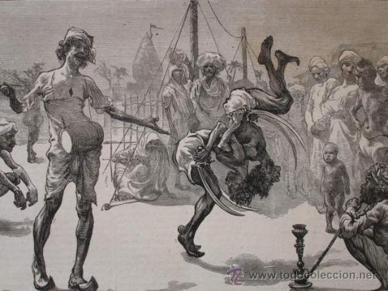 Arte: INDIA JUGLARES Y ACROBATAS 1873