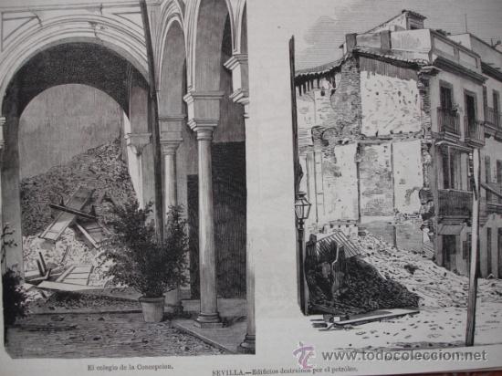 Arte: SEVILLA.PUERTA DE LA CARNE,COLEGIO CONCEPCION DESTRUIDO POR EL PETROLEO