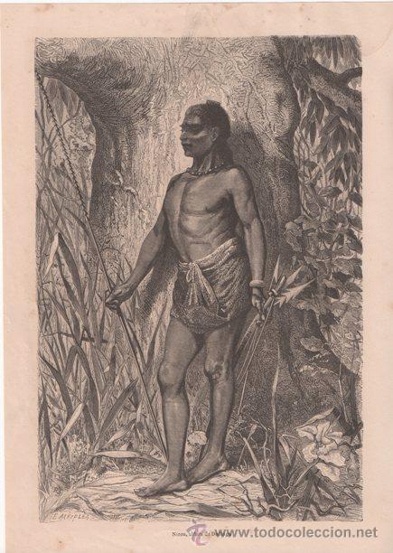 Arte: GRABADO. NIROU, ALFURO DE DODINGA. NUEVA GUINEA. E. MESPLES. 1880. - Foto 1