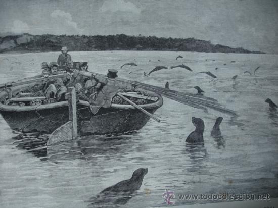Art: ISAL DE SAN PABLO.BEHRING BOTE CON ESQUIMALES  PIELES FOCAS
