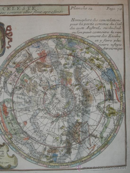 Arte: Mapa celeste a color de los dos hemisferios, Bion, 1710 - Foto 4