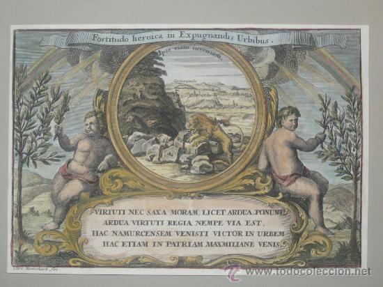Arte: Dos querubines, dos olivos y un le&oacute;n, Carl Remshart, 1715 - Foto 2