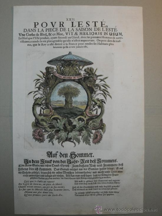 Arte: Emblema del verano, S&eacute;bastien Le Clerc, 1687 - Foto 2