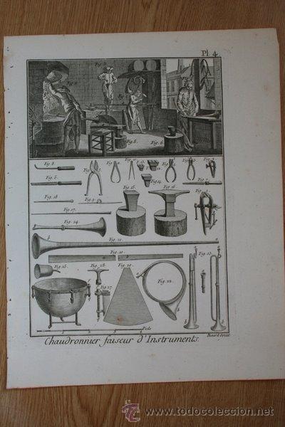 Arte: (L&aacute;minas de artes y oficios). Chaudronnier faiseur dinstruments. - Foto 1