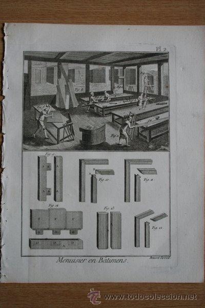 Arte: (L&aacute;minas de artes y oficios). Menuisier en b&acirc;timens. Planche 2. - Foto 1