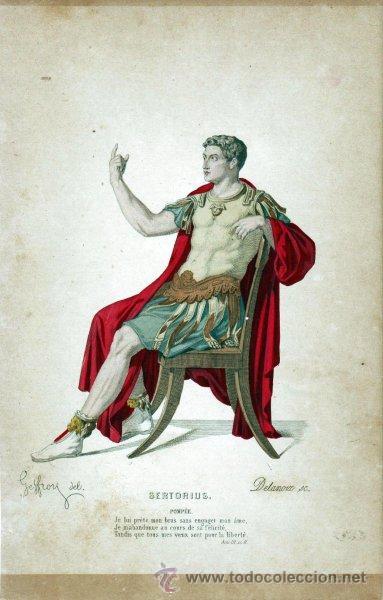 Arte: Colecci&oacute;n de 20 grabados antiguos de 1884 coloreados personajes teatro 17 x 26,5 cm