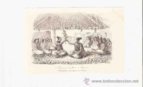 Arte: GRABADO. 1852. 16x11 CM. N&ordm; 3. TRANSMISION DEL PODERIO EN ROTUMA. - Foto 1