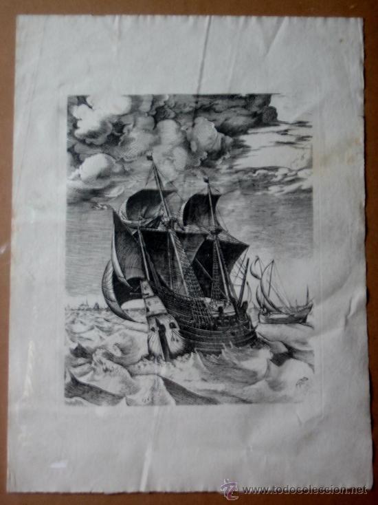 Arte: GRABADO DE EMBARCACION DE 1565 - S XVIII - XIX - Foto 2