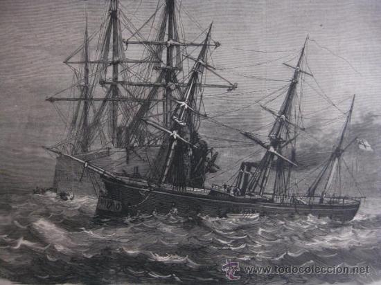 Arte: INGLATERRA.COLISION ENTRE LOS BUQUES DE GUERRA IRON DUKE Y VANGUARD EN IRIS CHANNEL,CERCA  BRAY HEAD