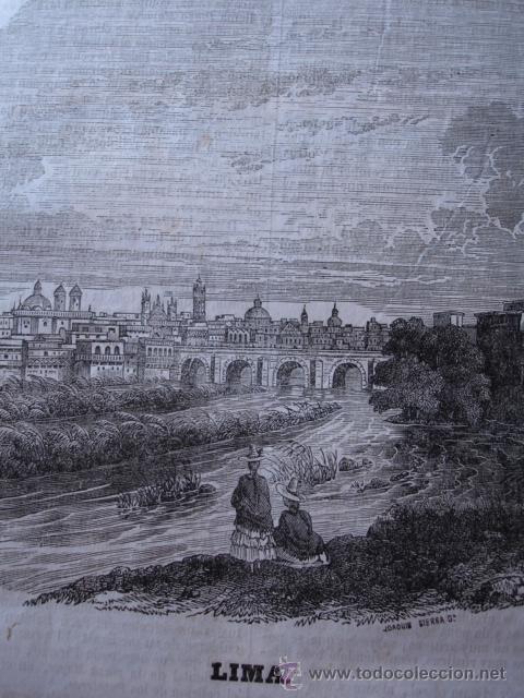 Arte: LIMA.PERU.GRABADO DE 1849.16X14 - Foto 1