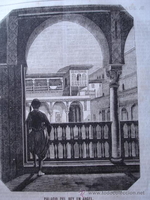 Arte: ARGEL.PALACIO DEL BEY .GRABADO DE 1849.16X14 - Foto 1
