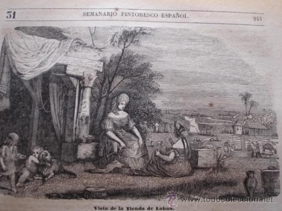 Arte: TIENDA DE LABAN.GRABADO DE 1849.15X10 - Foto 1