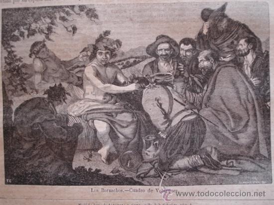 Kunst: LOS BORRACHOS.VELAZQUEZ.GRABADO DE 1849.15X10