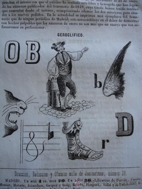 Arte: GEROGLIFICO ,GRABADO DE 1849.9X7 - Foto 1
