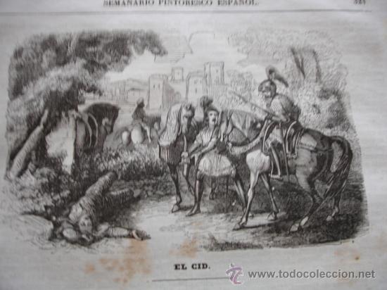 Arte: EL CID. GRABADO DE 1849.11X12 - Foto 1