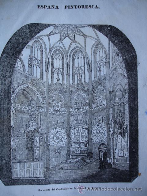Arte: BURGOS CAPILLA CONDESTABLE.GRABADO DE 1841.16X20