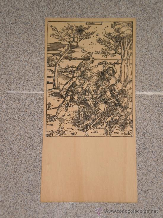 Art: TABLILLA DE MADERA CON GRABADO , PROPAGANDA DE VALIUM ROCHE EL AGRESOLITICO .7011-2833E
