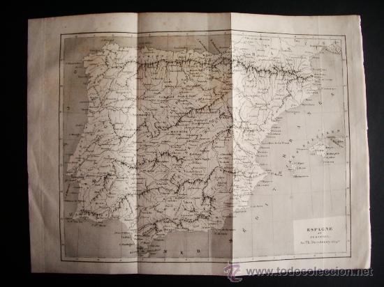 Arte: 1844-MAPA DE ESPA&Ntilde;A. GRABADO ORIGINAL - Foto 1