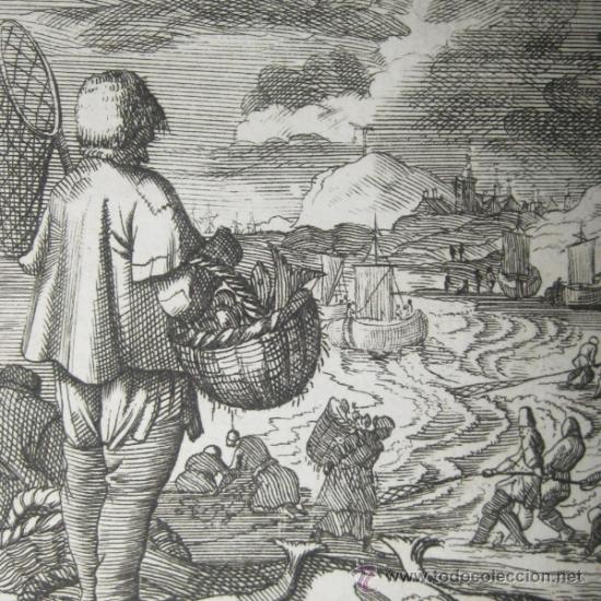 Arte: El pescador, Luyken, 1750 - Foto 1