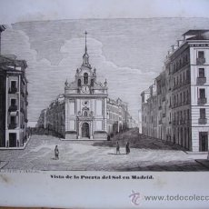 Arte: VISTA DE LA PUERTA DEL SOL EN MADRID.1845.16.5X9.8.PINTO Y DIBUJO J ABRIAL.GRABO ORTEGA