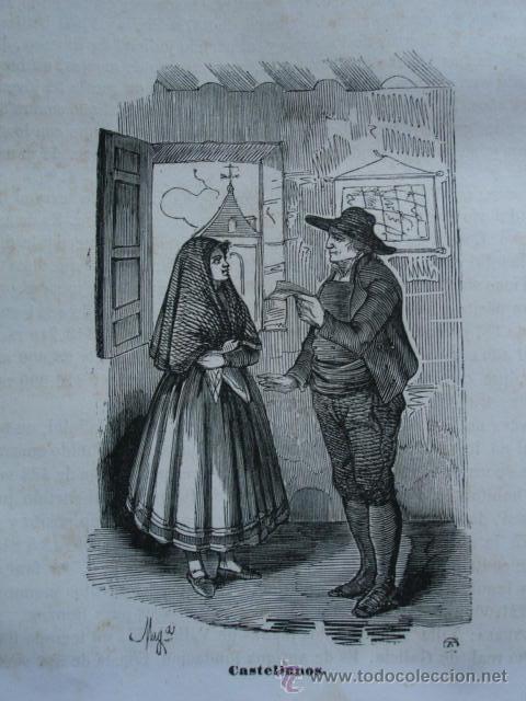Kunst: CASTELLANOS.TRAJES .GRABADO DE 1845.11X7