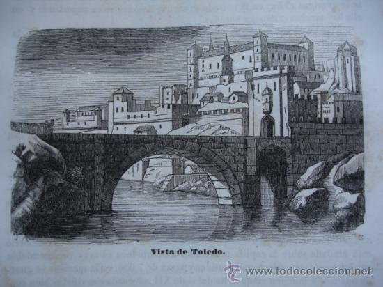 Art: VISTA DE  TOLEDO  .GRABADO DE 1845.11X7
