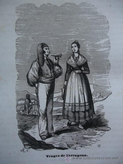 Arte: TRAJES DE TARRAGONA .GRABADO DE 1845.11X7