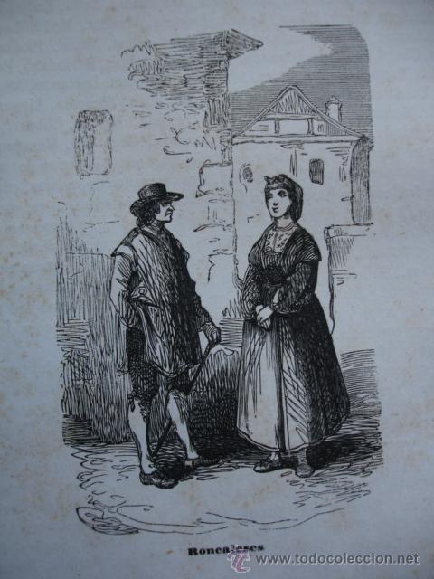 Arte: RONCALESES.TRAJES NAVARRA.GRABADO DE 1845.11X7