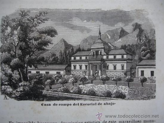 Arte: CASA DE CAMPO DEL ESCORIAL DE ABAJO.GRABADO DE 1845.11X7