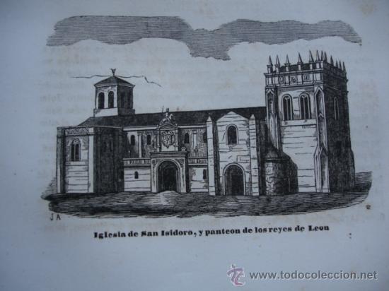 Arte: IGLESIA DE SAN ISIDORO Y PANTEON REAL LEON .GRABADO DE 1845.11X7