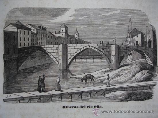 Arte: RIBERAS DEL RIO O&Ntilde;A  GERONA .GRABADO DE 1845 DE 11 X 7