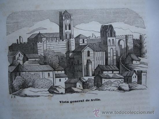 Kunst: VISTA GENERAL DE   AVILA.GRABADO DE 1845 DE 11 X 7