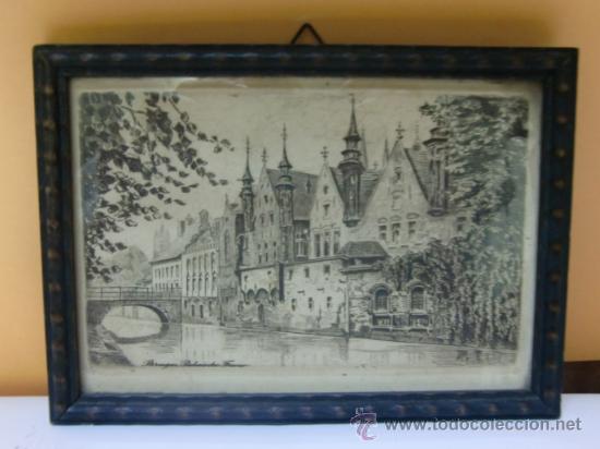 Arte: Antiguo grabado sin firma, enmarcado - Foto 1