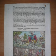 Arte: XILOGRAFÍA SOBRE TRABAJOS MINEROS MEDIEVALES II, AGRICOLA, 1557