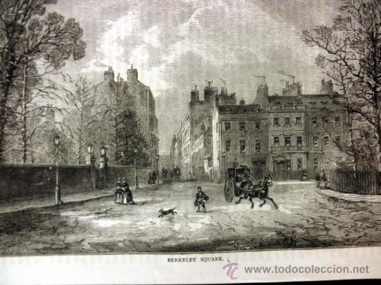Arte: Grabado de BERKELEY SQUARE - ORIGINAL S.XIX - - Foto 1