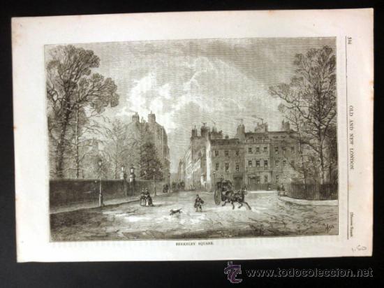 Arte: Grabado de BERKELEY SQUARE - ORIGINAL S.XIX - - Foto 2